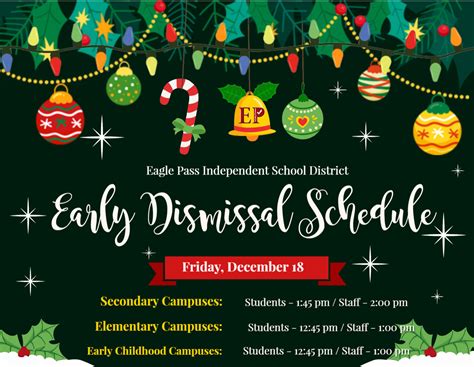 Eagle Pass ISD - iVision: Friday, December 18th Early Dismissal Schedule