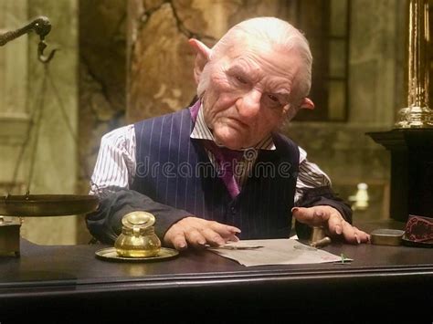 Stern Goblin Teller in Gringotts Bank from Harry Potter Film Editorial ...