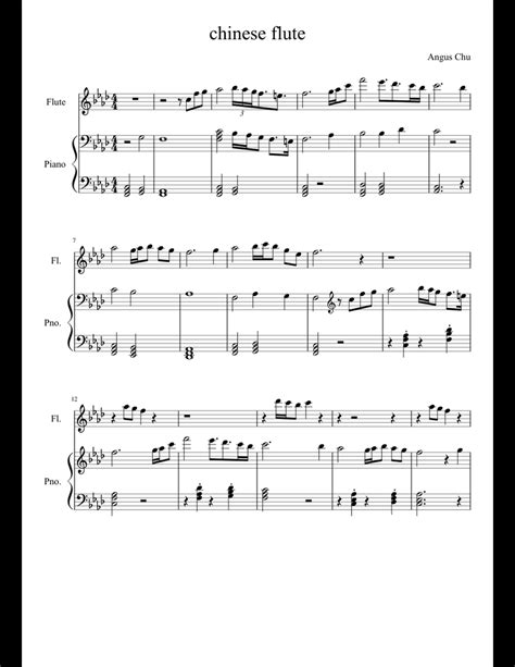 chinese flute sheet music for Flute, Piano download free in PDF or MIDI