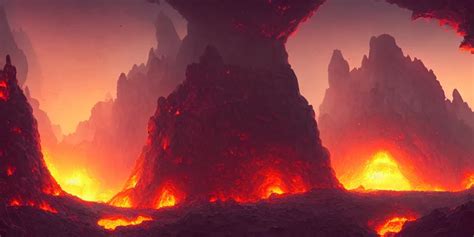 Terraria underworld caverns with flowing lava and ash | Stable Diffusion