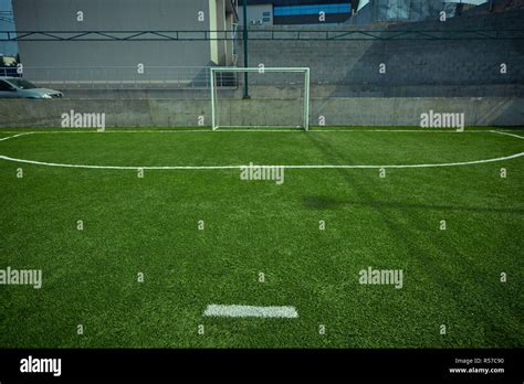 The empty football field and green grass Stock Photo - Alamy