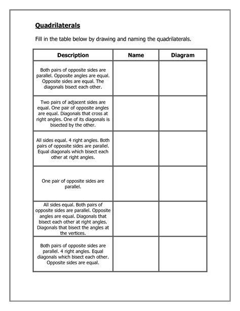 13 Printable Worksheets On Quadrilaterals / worksheeto.com