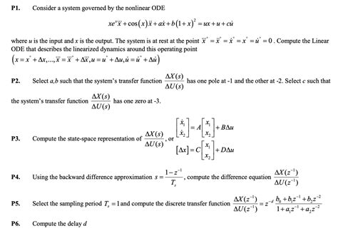 P1. Consider a system governed by the nonlinear ODE | Chegg.com