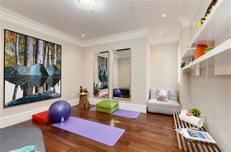 Before & After: Colorful and Calming Yoga Room Design - Decorilla Online Interior Design