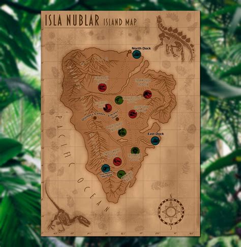 Isla Nublar - Cloth Map Scroll (Inspired by Jurassic Park) - Geekify Inc