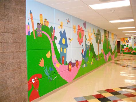 "A walk in the hills" Wall Murals, Indian Hills Elementary 4-6 grades, 2009 | School murals ...