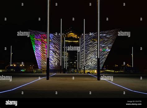 Titanic Signature Building at night Stock Photo - Alamy