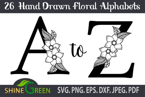 Wedding - Floral Alphabet Monogram Set Graphic by ShineGreenArt ...