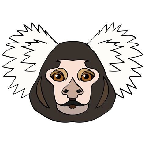 Head illustration of Common marmoset, logo in flat style. Cartoon image ...