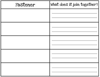 Fasteners and their function by carol teplin | TPT