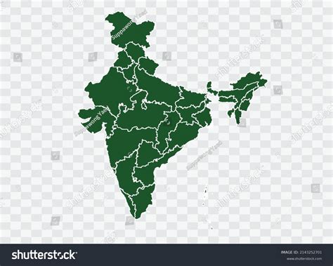 India Map Green Color On White Stock Vector (Royalty Free) 2143252701 ...