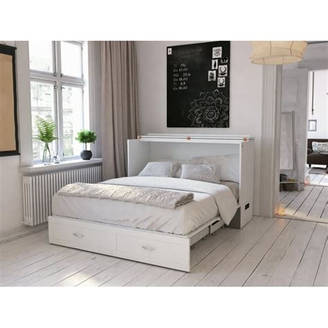 Hamilton Murphy Bed Chest Queen White with Charging Station - Walmart.com - Walmart.com