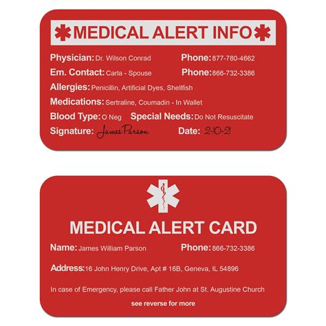 Personalized Red Metal Medical Alert Wallet Card | Medical alert, Card ...