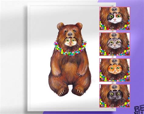 Midsommar Bear Suit Cat Art Print, Multiple Cat Color Options - Etsy