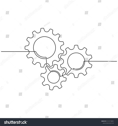 Continuous Line Drawing Gears Wheel Gears Stock Vector (Royalty Free ...