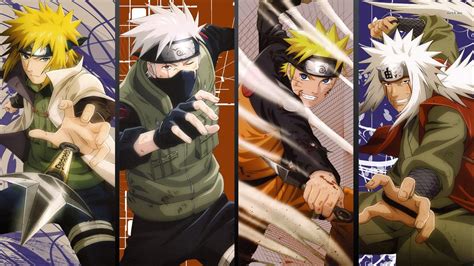 Naruto Uzumaki, Kakashi Hatake, Minato Namikaze and Jiraya | 3d foto