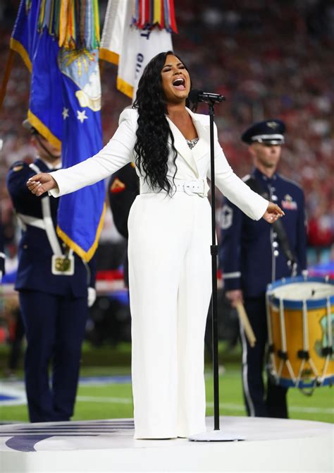 DEMI LOVATO Sings US National Anthem at Super Bowl LIV in Miami 02/02 ...