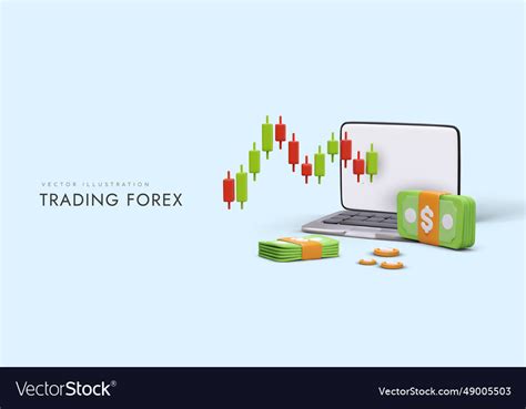 Forex trading chart of green and red japanese Vector Image