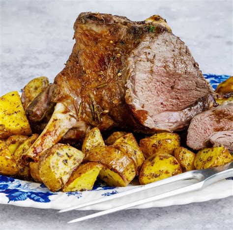 Air Fryer Half Leg of Lamb with Potatoes - Supergolden Bakes