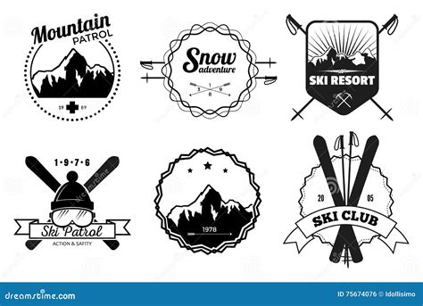 Ski Resort Emblems stock illustration. Illustration of mountain - 75674076