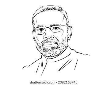 Narendra Modi Line Art Vector Portrait Stock Vector (Royalty Free) 2382163745 | Shutterstock