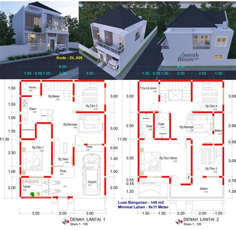 Denah Rumah Minimalis 2 Lantai