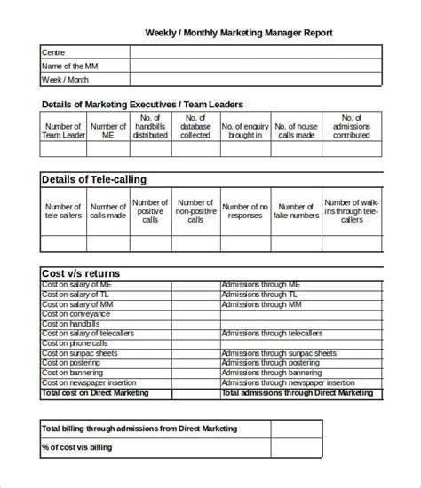 Monthly Work Report Sample Pdf | PDF Template