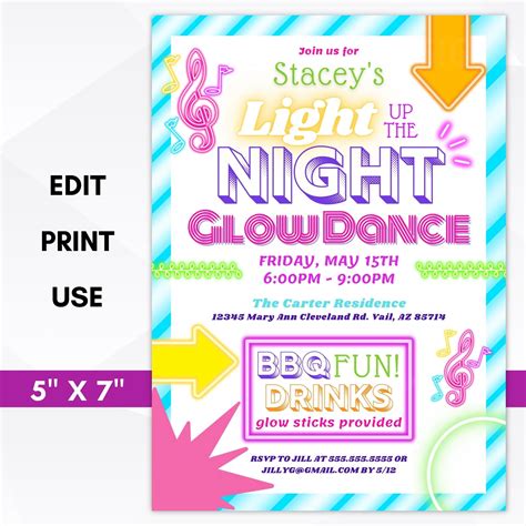 Light Up Glow Dance Party Invitation – Simple Desert Designs