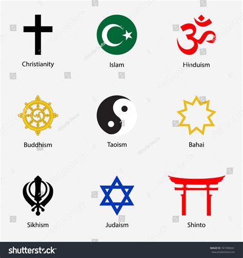 Vector Illustration Set Religious Symbols Names: เวกเตอร์สต็อก (ปลอดค่าลิขสิทธิ์) 741398341 ...