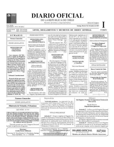 Ley N°20.703 - Publicación Diario Oficial de Chile by DOMLaGranja - Issuu