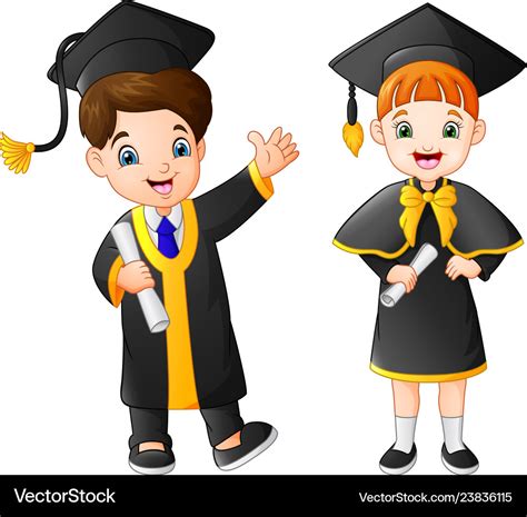 Cartoon happy kid in graduation costume Royalty Free Vector