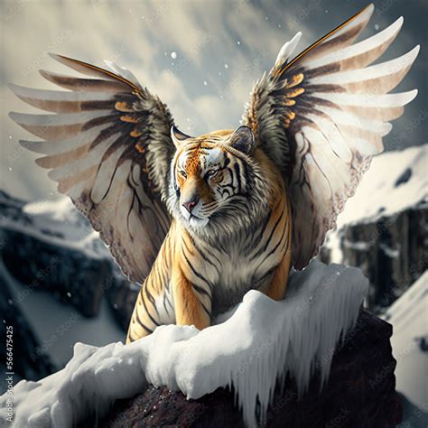 Tiger angel with wings Stock Illustration | Adobe Stock