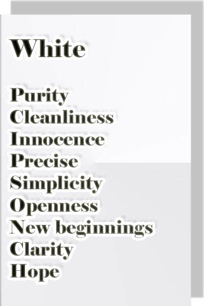 Color white meaning & psychology | Color meanings, Color symbolism, Color psychology