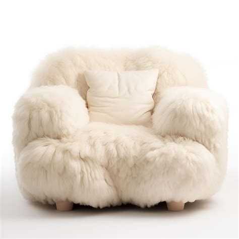 Premium Photo | Fluffy single sofa on white background