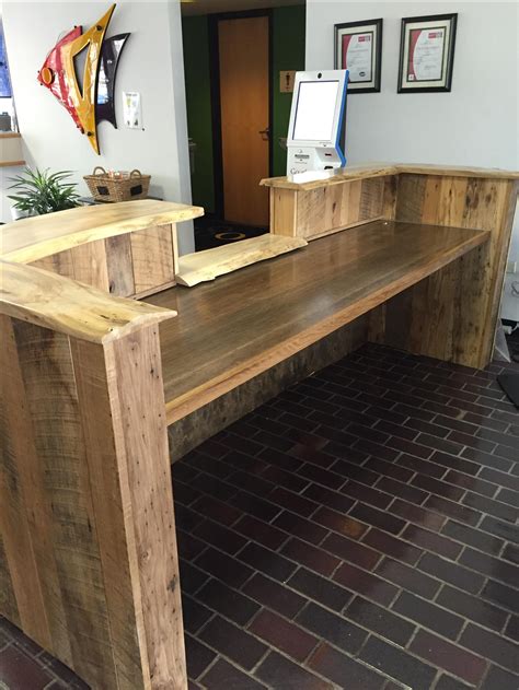 Custom Made Rustic Reclaimed Wood And Live Edge Reception Desk by re.dwell | CustomMade.com