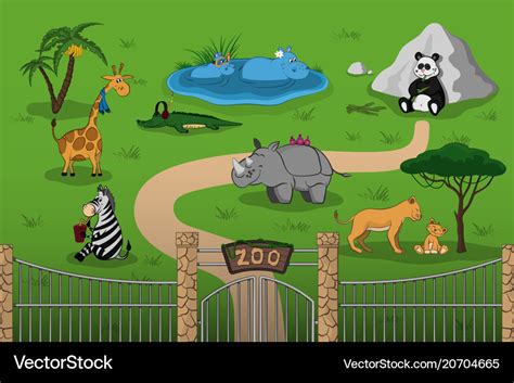 Animals zoo in cartoon style Royalty Free Vector Image