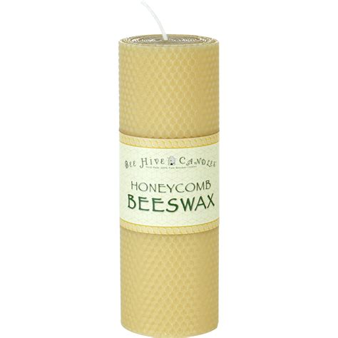 3" x 8" Honeycomb Beeswax Pillar Candle | BeeHiveCandles.com