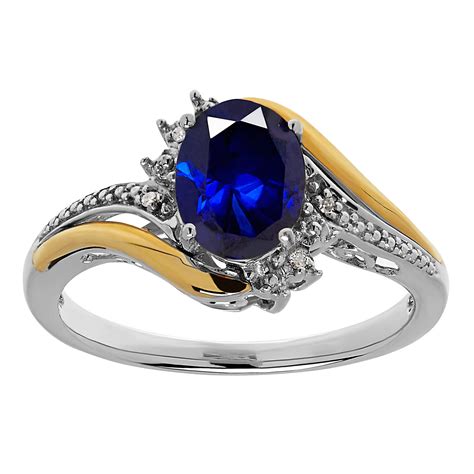 Brilliance Fine Jewelry Blue Created Sapphire Birthstone and Diamond ...