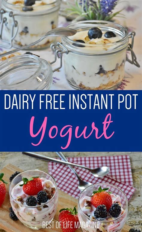 dairy - free instant pot yogurt recipe with berries and blueberries in it