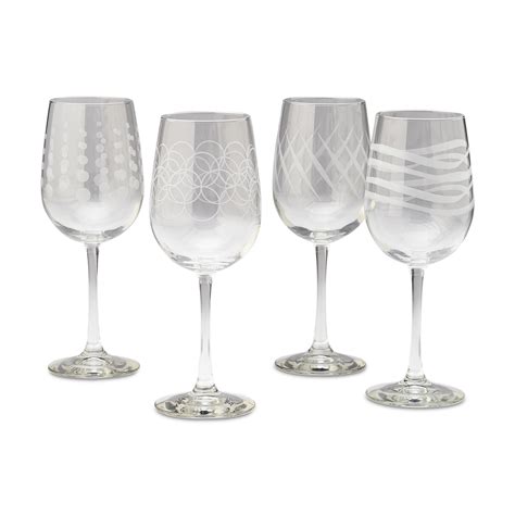 Libbey 4-Piece Etched Wine Glasses