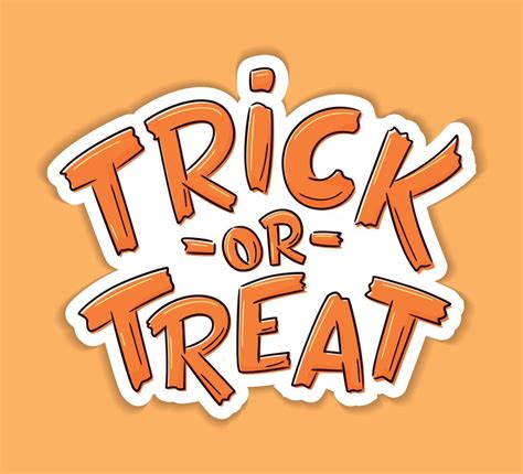 Halloween vector sticker Trick or Treat. Hand drawn Halloween lettering ...