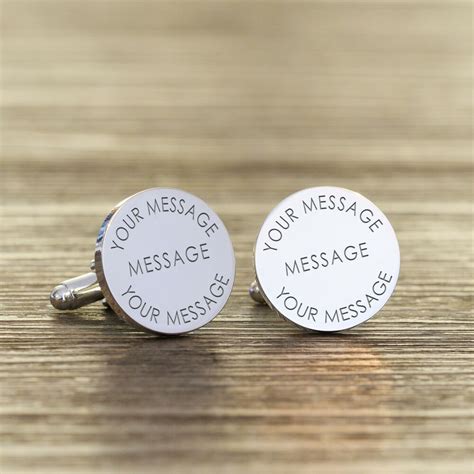 Personalised Silver Round Cufflinks - Any Message Engraved Gift Boxed Cuff Links | Engraved ...