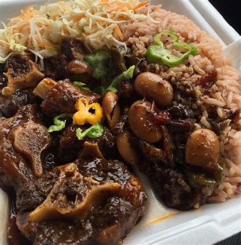 Jamaican oxtail & rice "n" peas. I lick my fingers for this! Jamaican Oxtail, Jamaican Cuisine ...