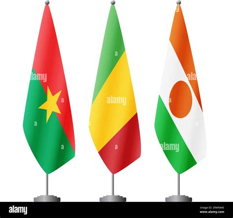 Flags of the states of the Alliance of Sahel States Stock Vector Image ...