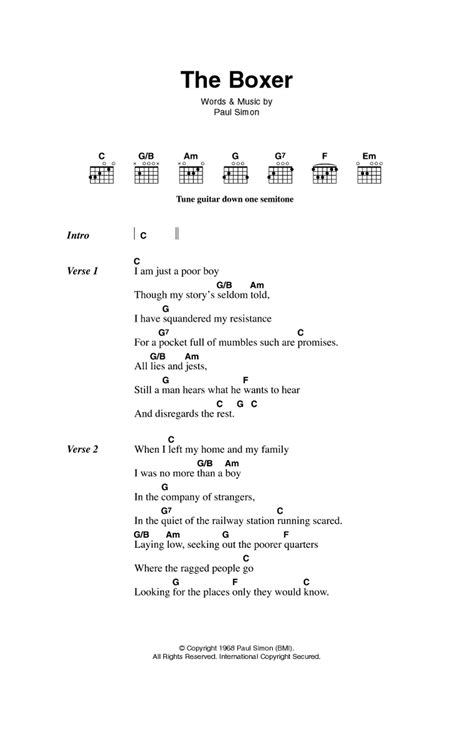 The Boxer by Simon & Garfunkel - Guitar Chords/Lyrics - Guitar Instructor