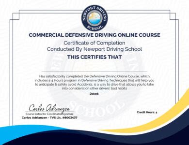 Newport Driving School - Commercial Defensive Driving Online Course