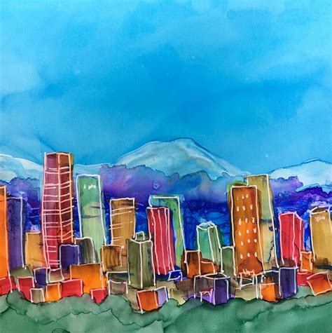 Denver skyline Painting by Jill Vitale-Aussem - Fine Art America