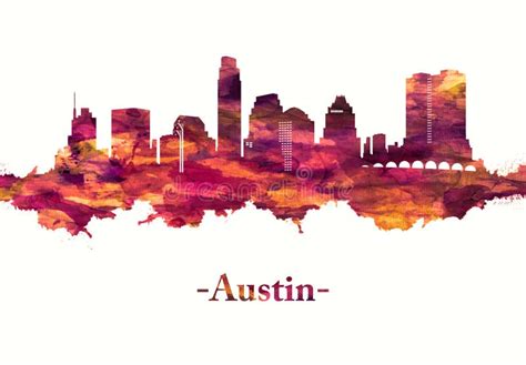 Austin Texas Skyline in Red Stock Illustration - Illustration of ...