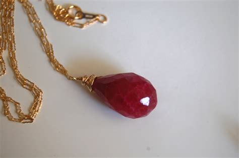 Ruby Necklace With Gold Filled Chain on Luulla