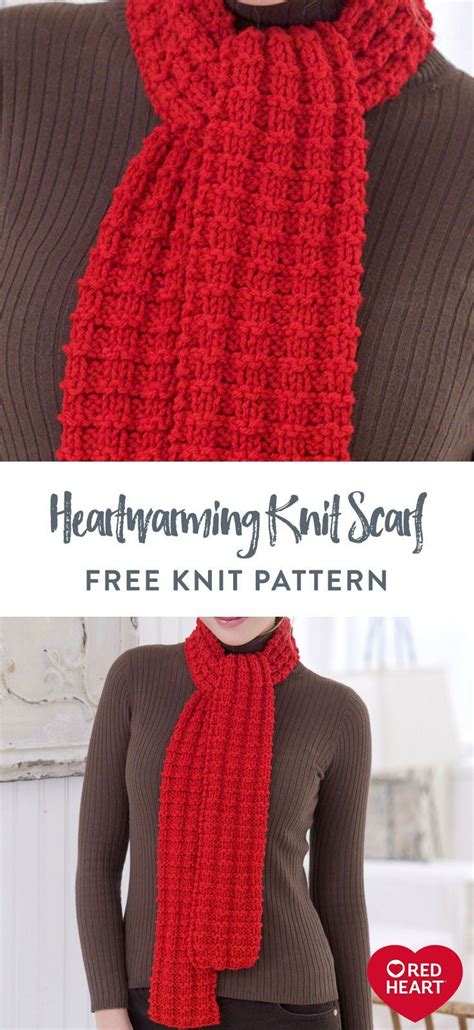 Heartwarming Knit Scarf free knit pattern in Red Heart Super Saver yarn ...